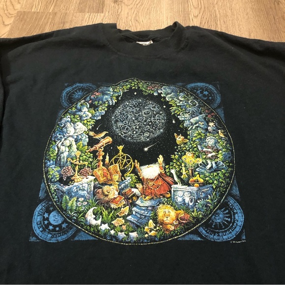 Anvil Other - Vtg Humanitees Horoscopes Astronomer Wizard Bill Bell Long Sleeve T-Shirt XL
